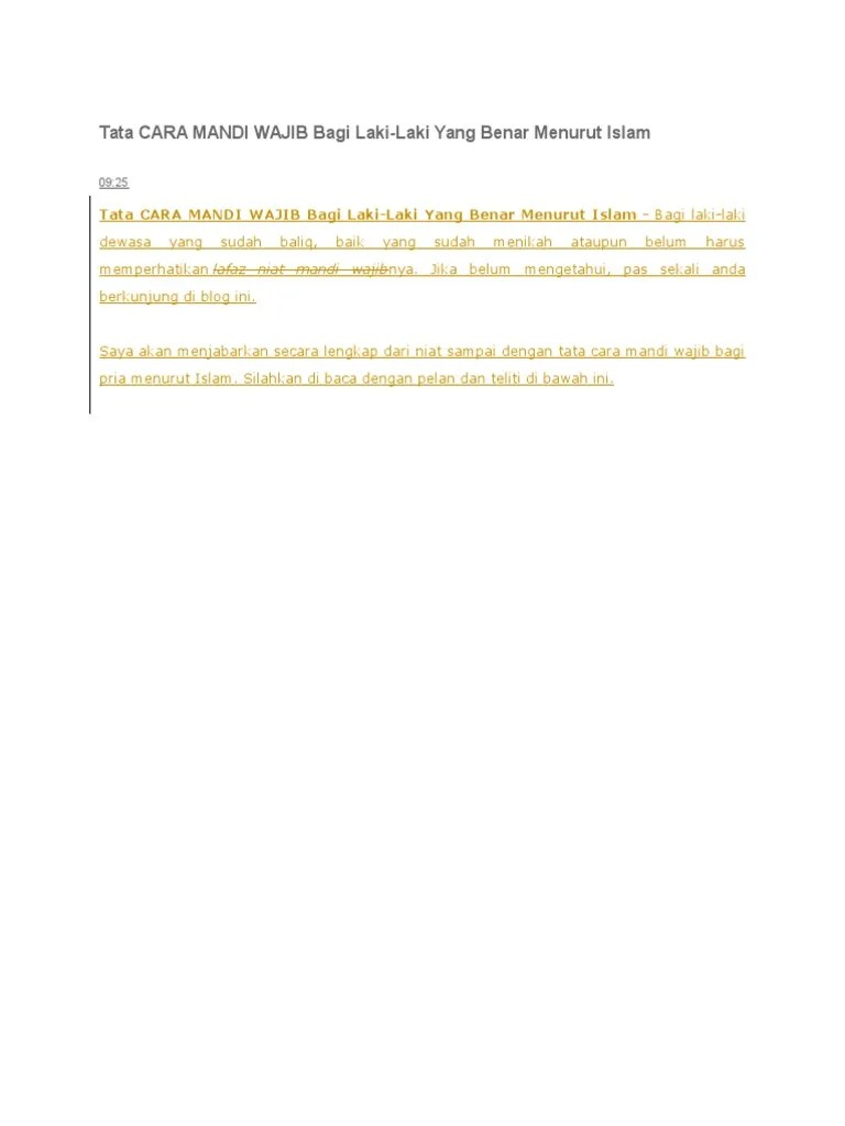 Tata Cara Mandi Wajib Bagi Laki | PDF
