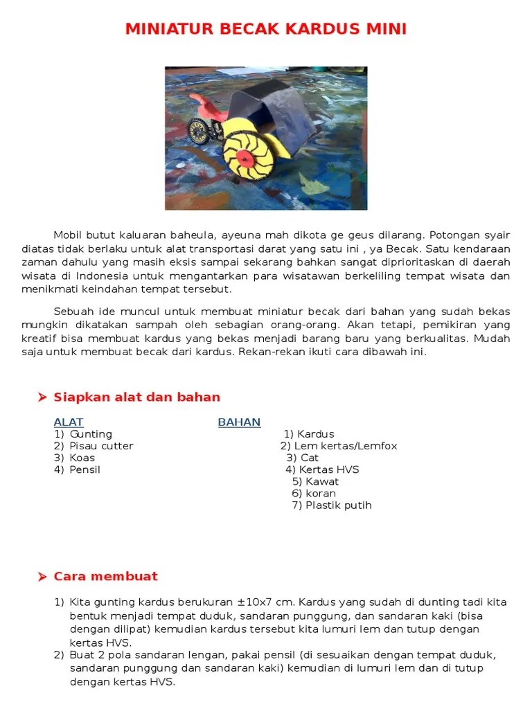Miniatur Becak Kardus Mini | PDF