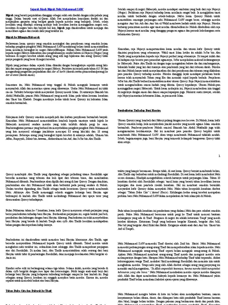 Sejarah Kisah Hijrah Nabi Muhammad SAW Ke Madinah | PDF