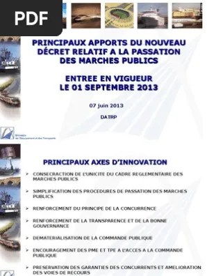 Matrice Principaux Apports Decret PM VF 2013 | PDF | Appel d&rsquo;offres |  Enchère