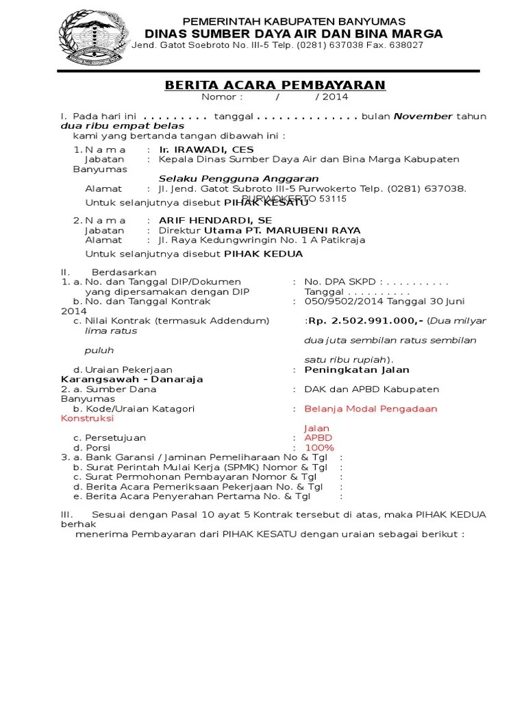 Berita Acara Pembayaran 100% | PDF
