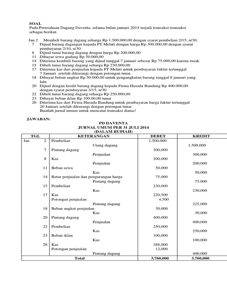 Contoh Soal Jurnal Umum | PDF