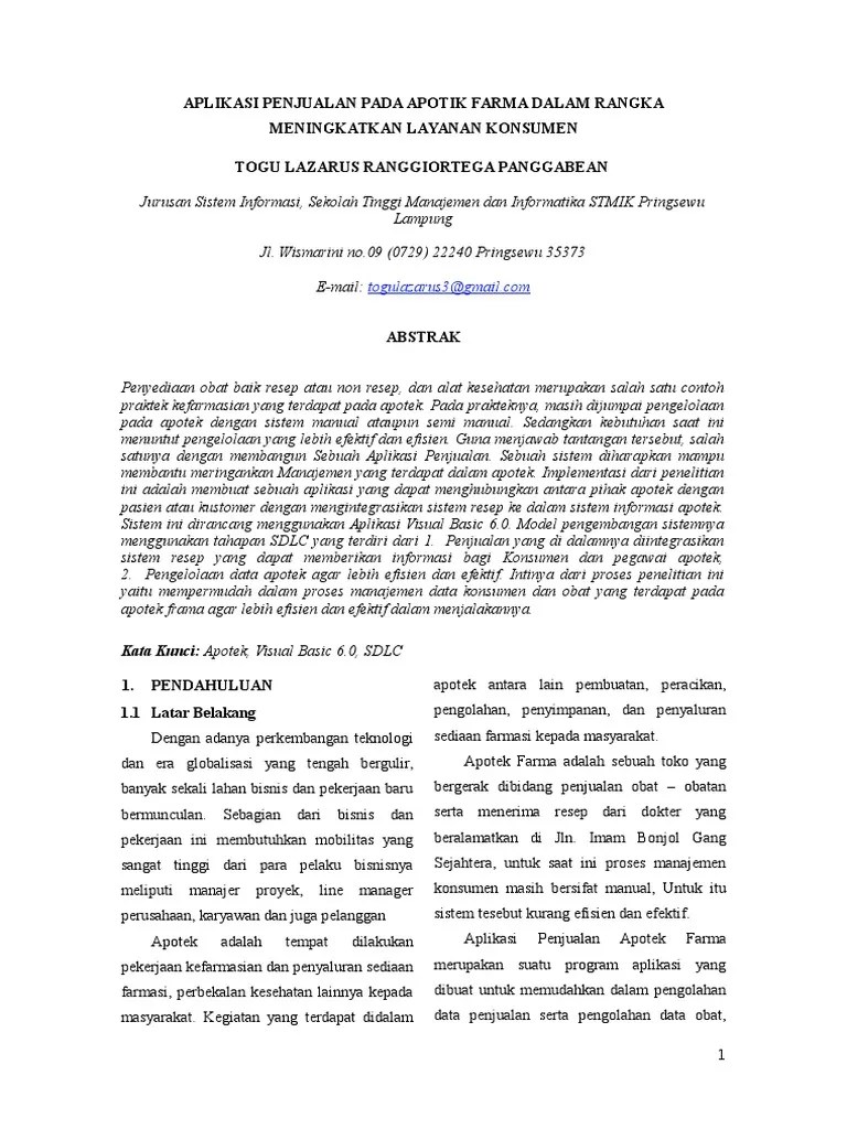 Acc Jurnal APLIKASI PENJUALAN PADA APOTEK FARMA | PDF