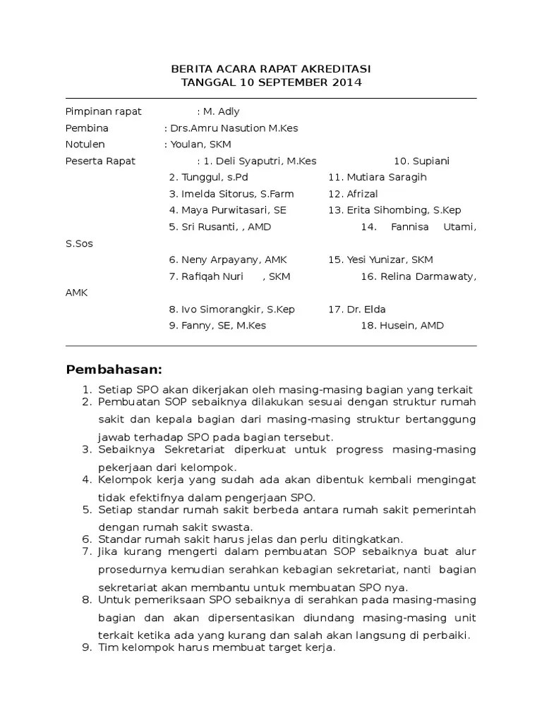 Berita Acara Rapat Akreditasi | PDF