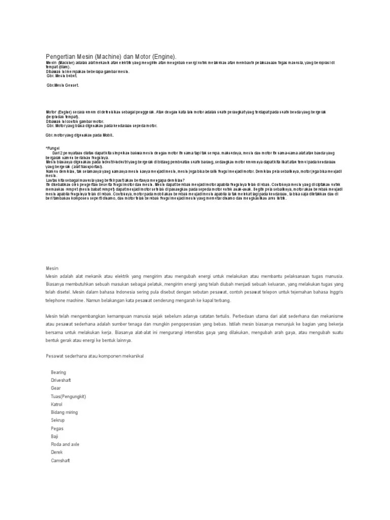 Pengertian Mesin | PDF