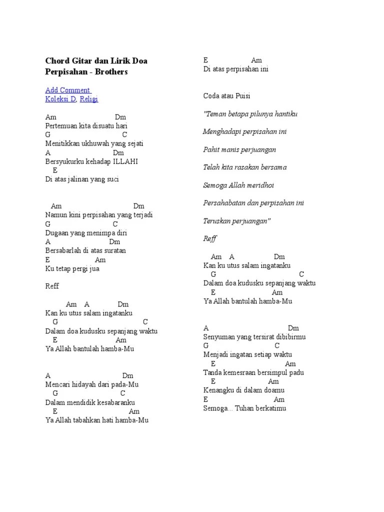 Chord Gitar Dan Lirik Doa Perpisahan | PDF