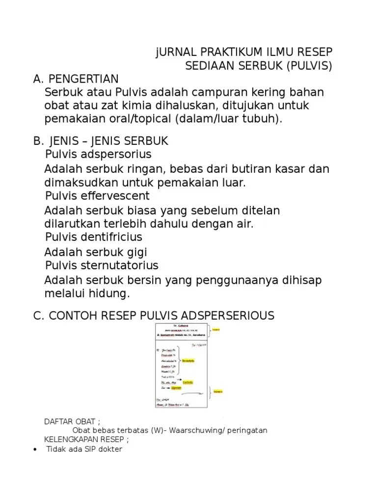 Jurnal Praktikum Ilmu Resep | PDF