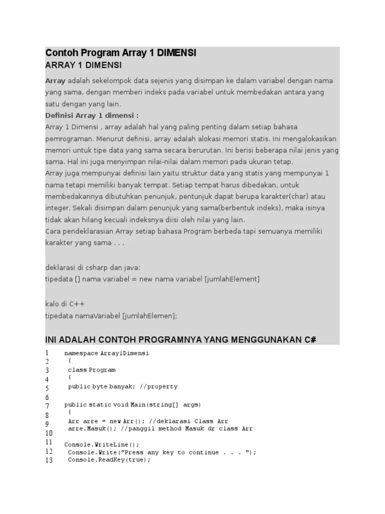 Contoh Program Array 1 | PDF