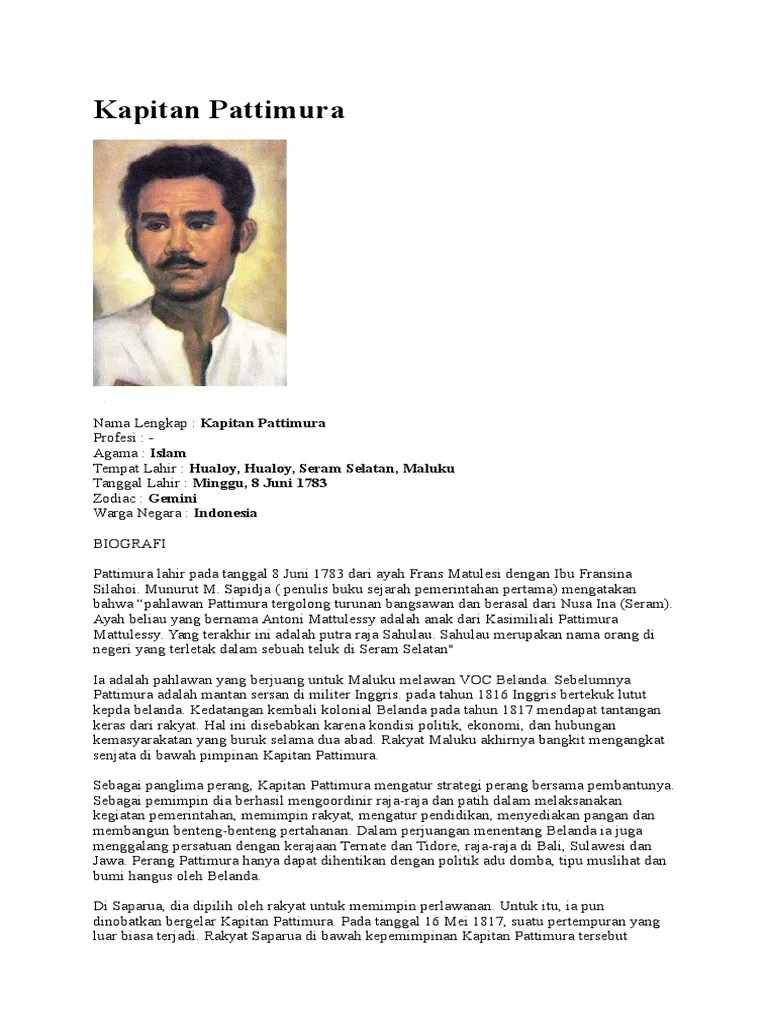 Biografi Pahlawan Pattimura Dalam Bahasa Inggris