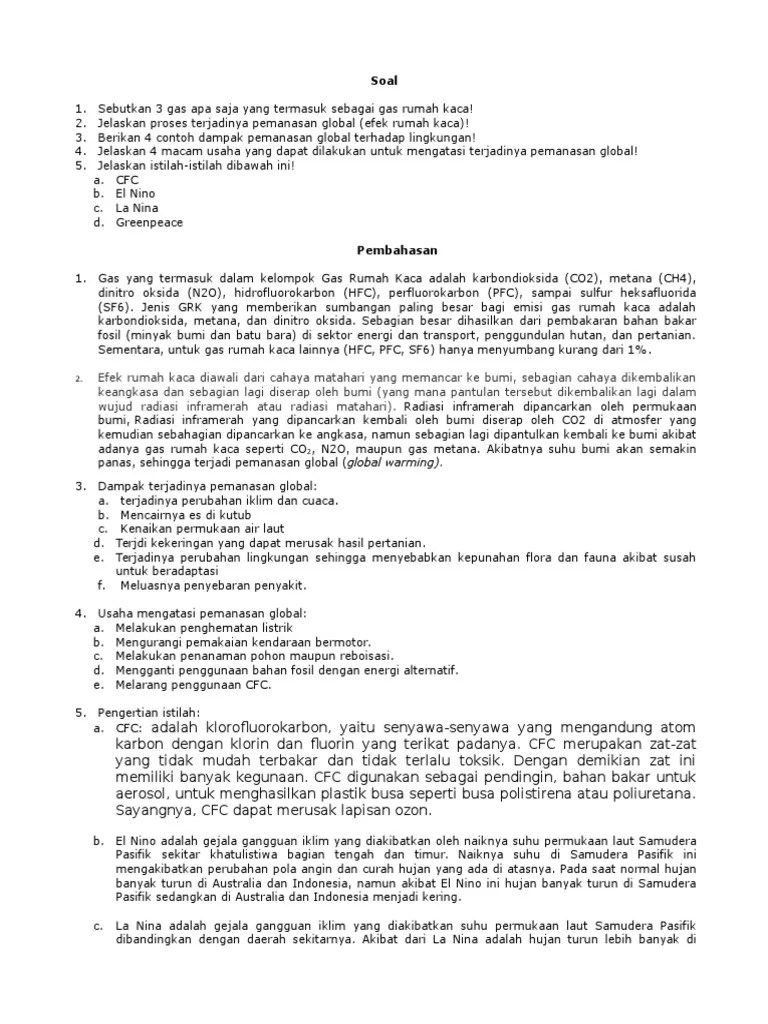 Soal Pemanasan Global Kelas 7