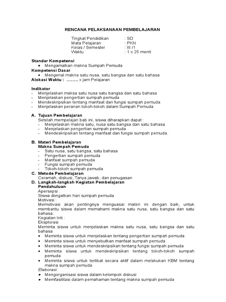 RPP PKN Kelas 2 | PDF