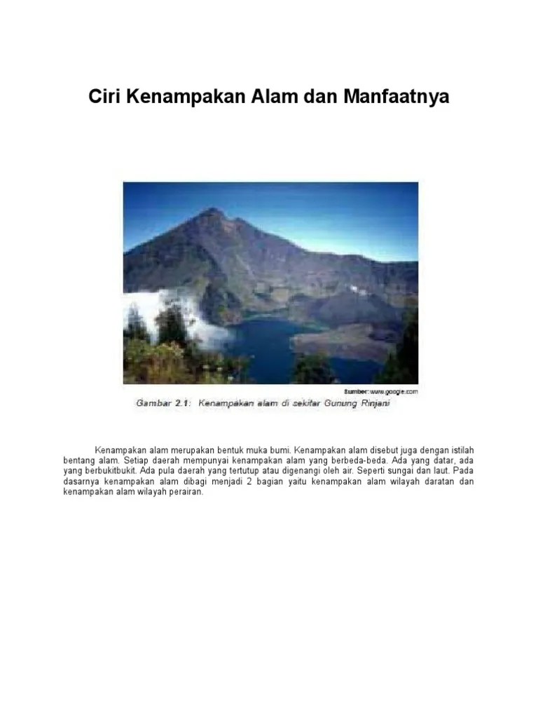 Ciri Kenampakan Alam Dan Manfaatnya | PDF