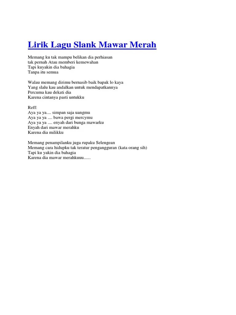 Lirik Lagu Slank Mawar Merah | PDF | Metaphysics | Nature