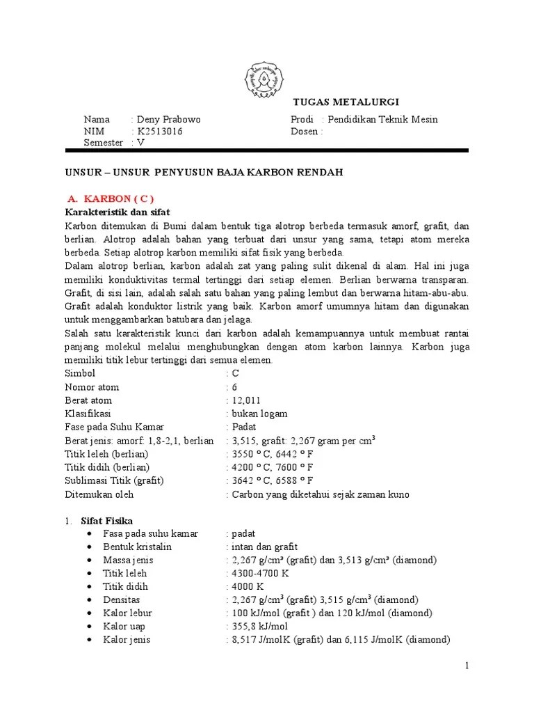 Unsur Penyusun Baja Karbon Rendah | PDF