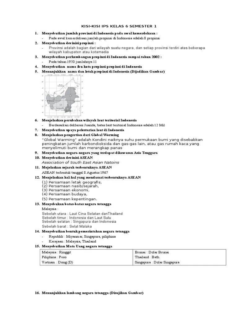 Soal Uts Ips Kelas 6 Semester Gasal