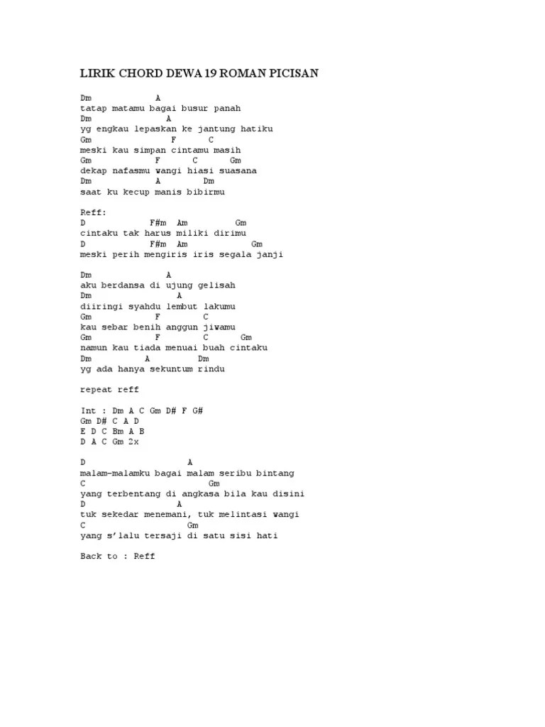 Kunci Gitar Lagu Dewa 19 Roman Picisan