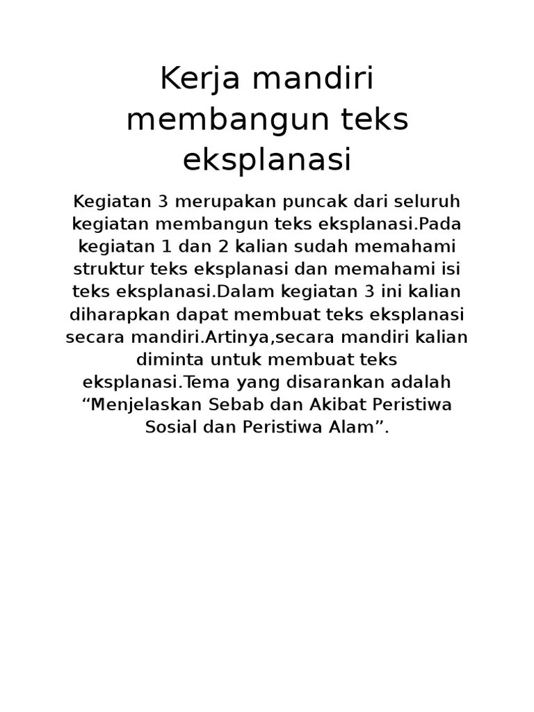 Kerja Mandiri Membangun Teks Eksplanasi | PDF
