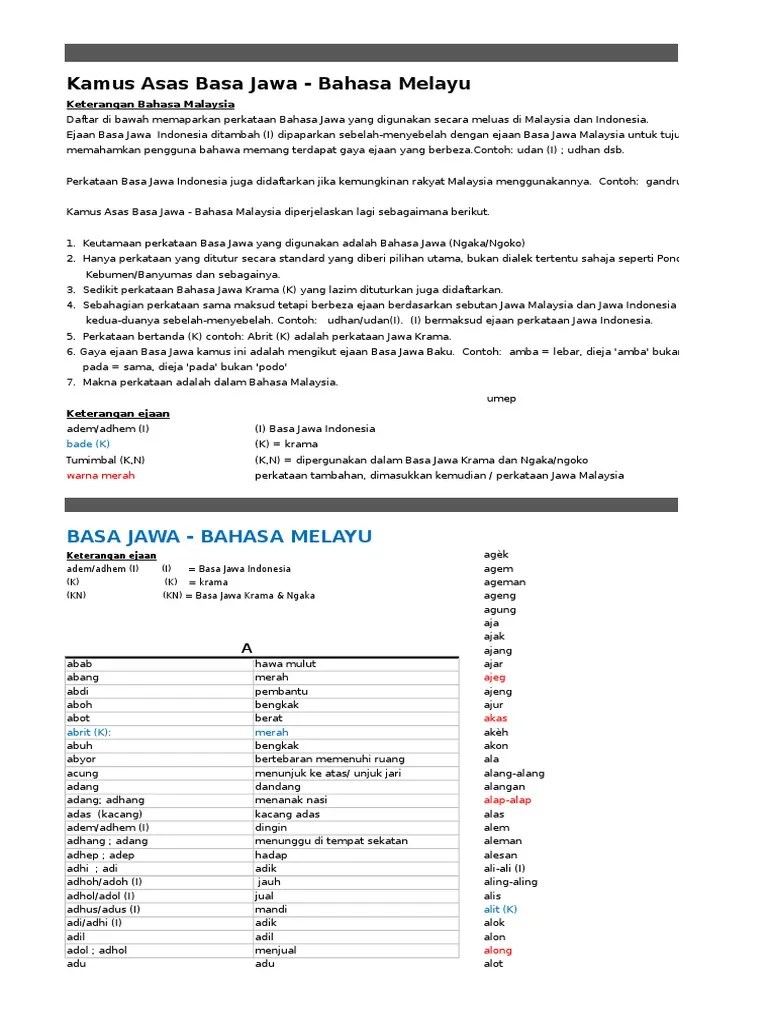 Lestari Kamus Jawa BM 2014 | PDF