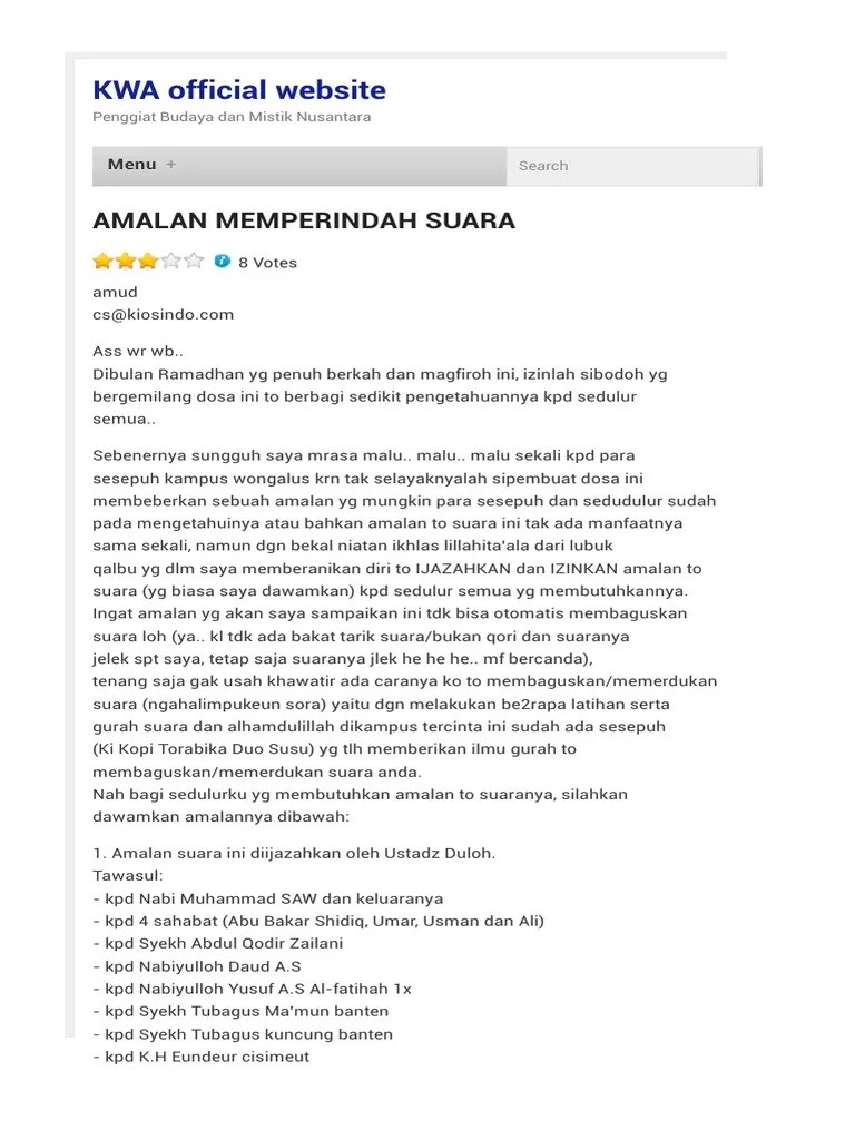 Amalan Memperindah Suara - Kwa Official Website | PDF
