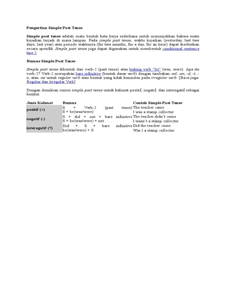 Pengertian Simple Past Tense | PDF