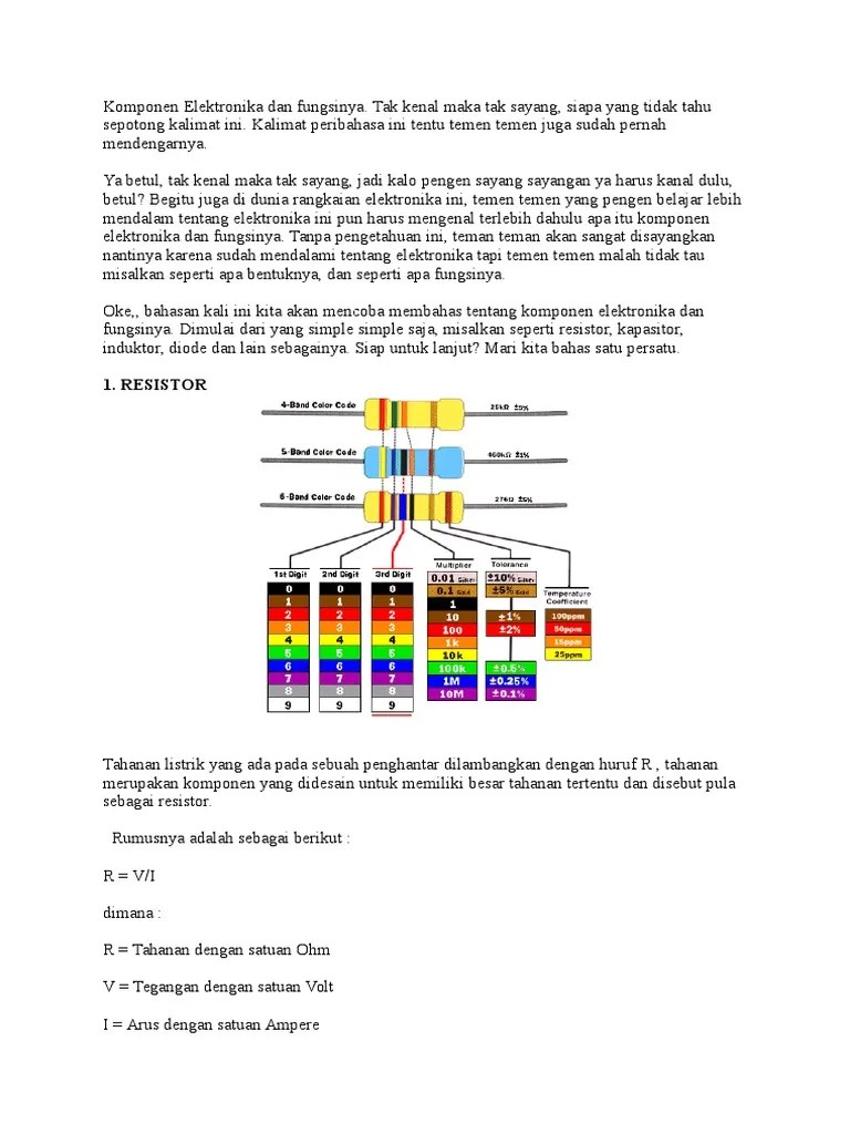 Komponen Elektronika Dan Fungsinya | PDF
