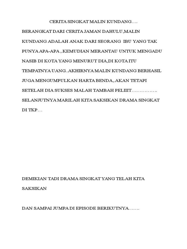 Cerita Singkat Malin Kundang | PDF