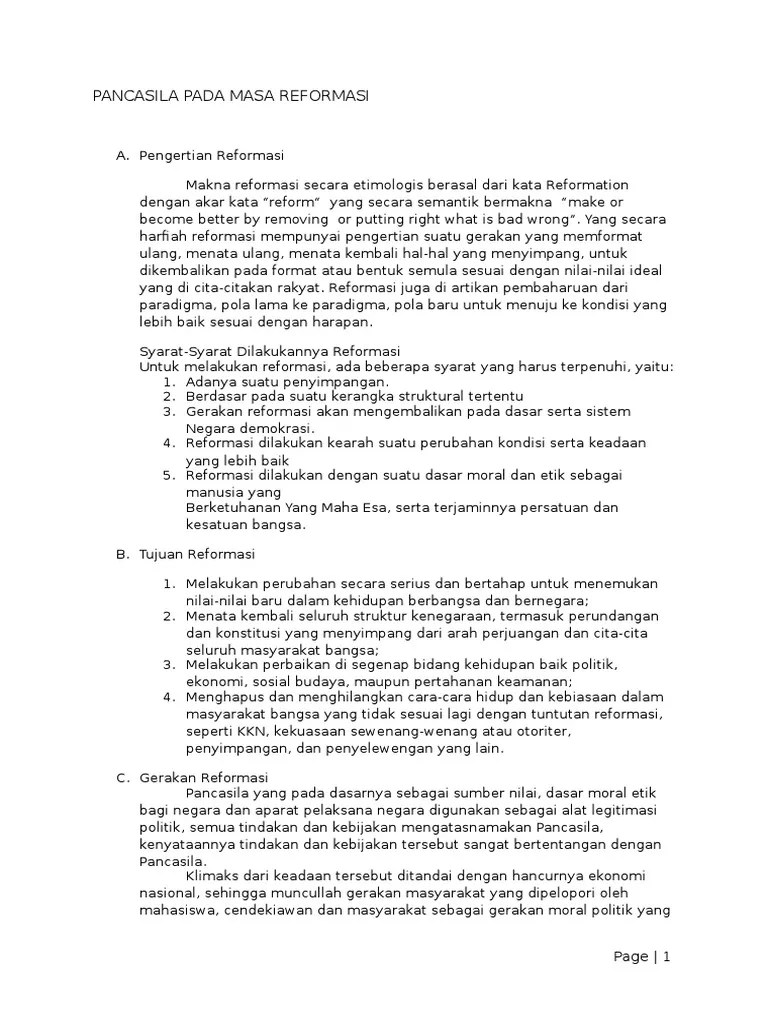 Pancasila Pada Masa Reformasi | PDF