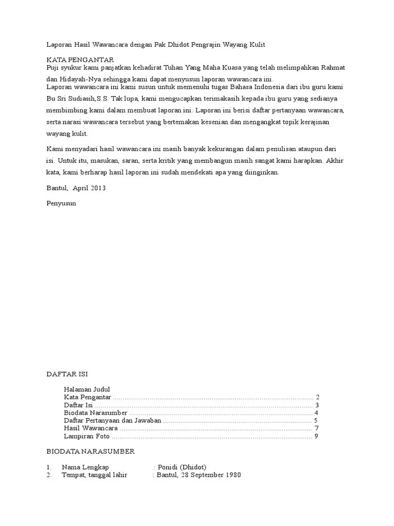 Contoh Laporan Wawancara | PDF