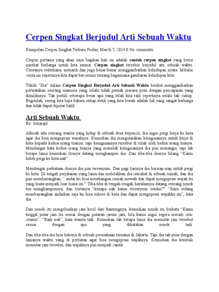 Cerpen Singkat Berjudul Arti Sebuah Waktu | PDF