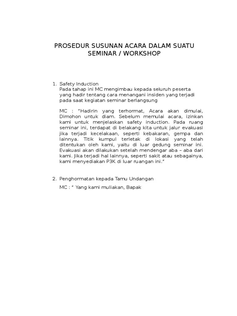 Prosedur Susunan Acara Dalam Suatu Seminar | PDF