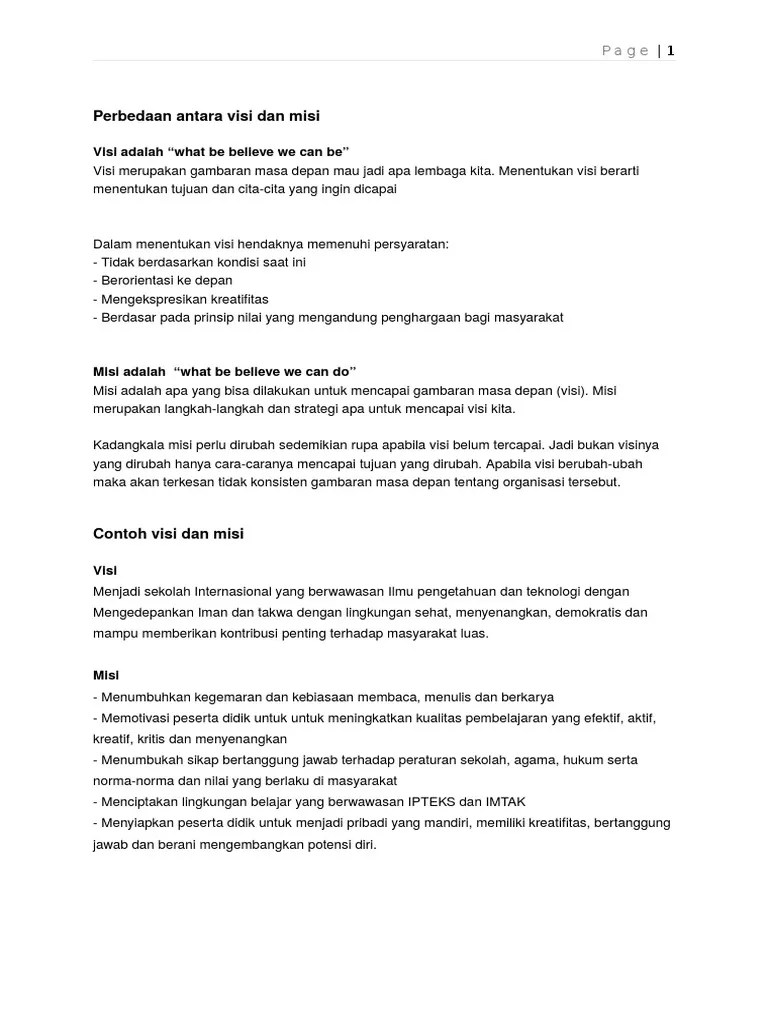 Visi &amp; Misi | PDF