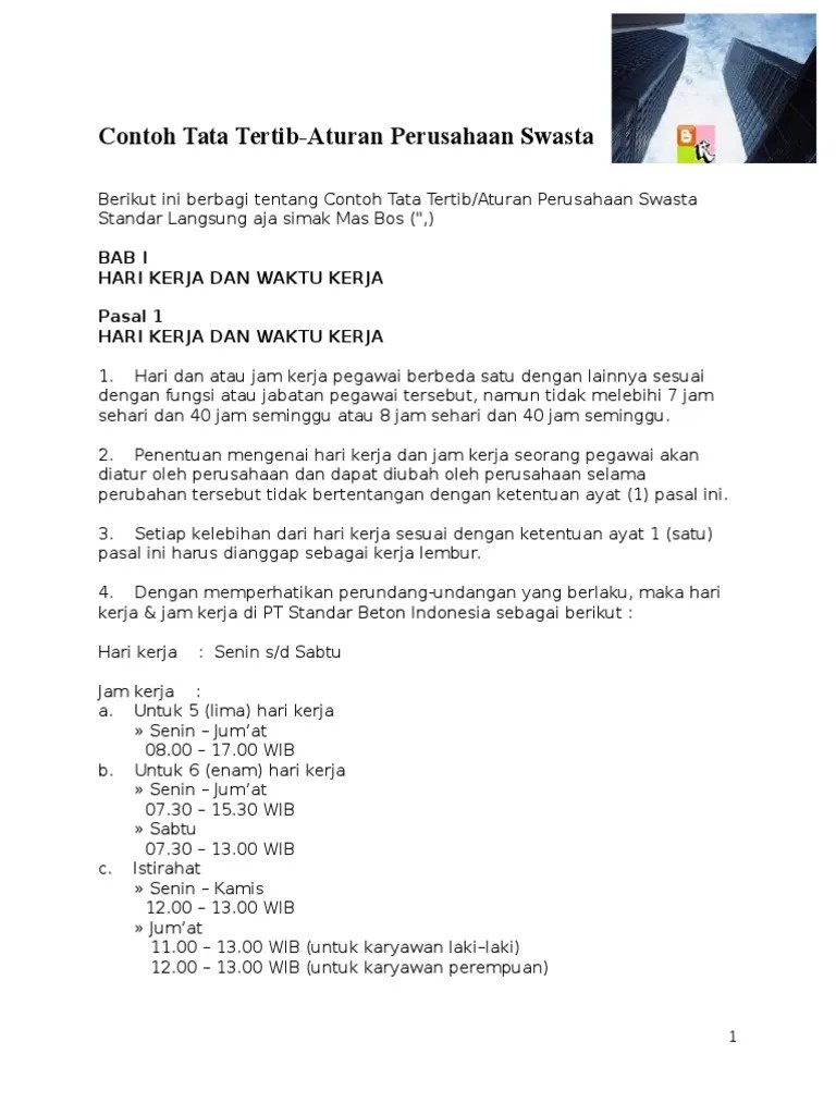 Contoh Tata Tertib Perusahaan | PDF