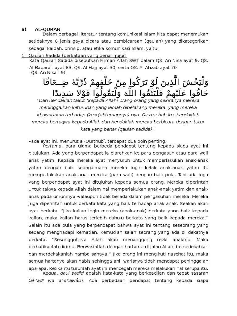 Komunikasi Bisnis Menurut Alquran Dan Alhadis | PDF