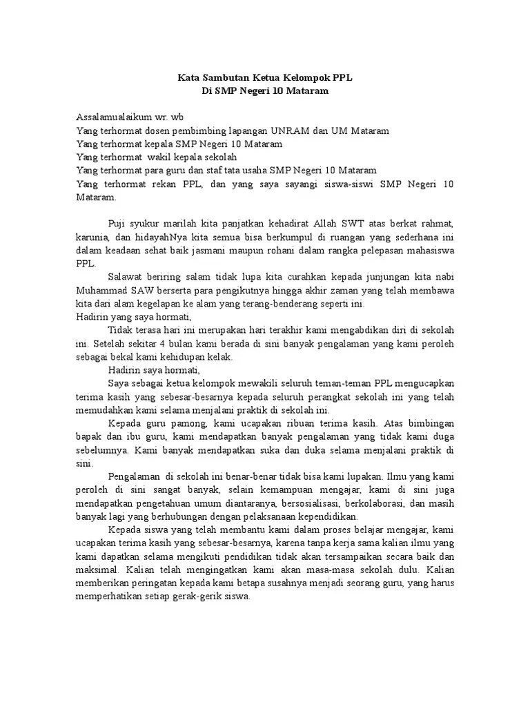 Contoh Pidato Perpisahan Mahasiswa Ppl · Kumpulan Contoh Terbaru