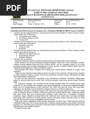 Soal Ulangan Tengah Semester Kelas x1 - 2 | PDF