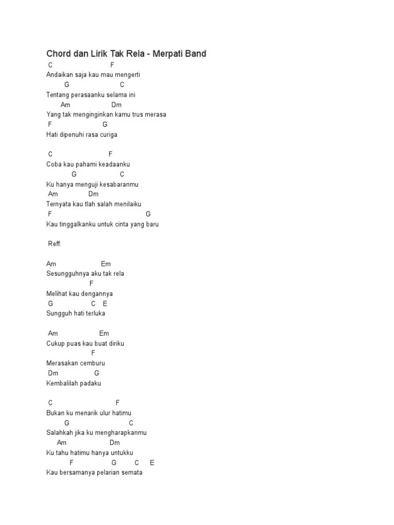 Chord Dan Lirik Tak Rela | PDF