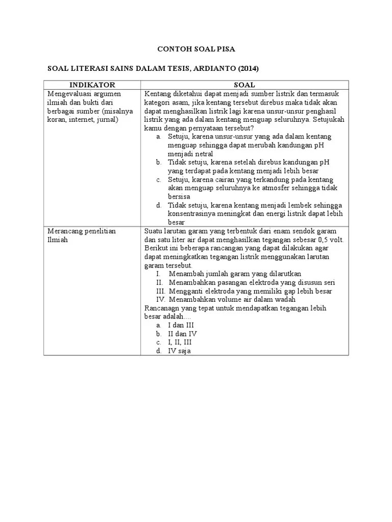 Kumpulan Soal Pisa Matematika Dan Jawabannya