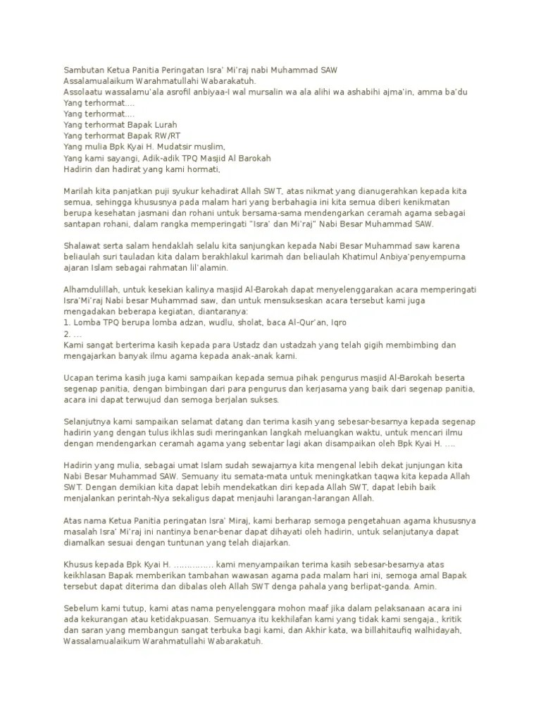 Teks Pidato Isra Mi Raj Anak Anak - Berbagai Teks Penting