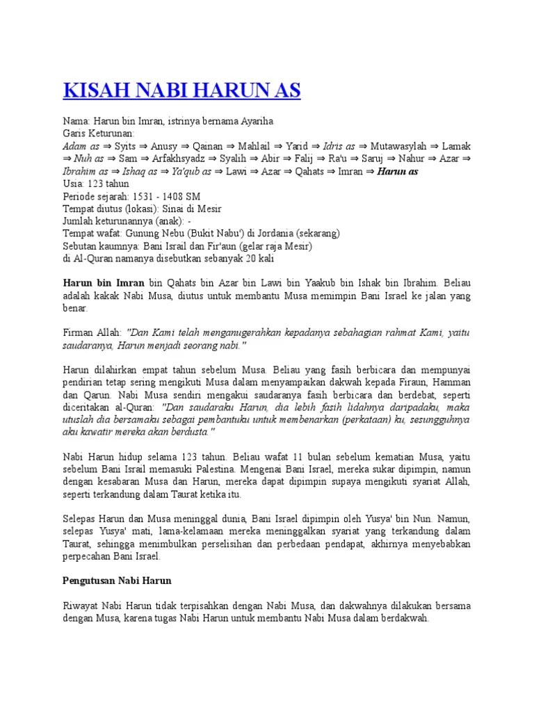 Kisah Nabi Harun As | PDF
