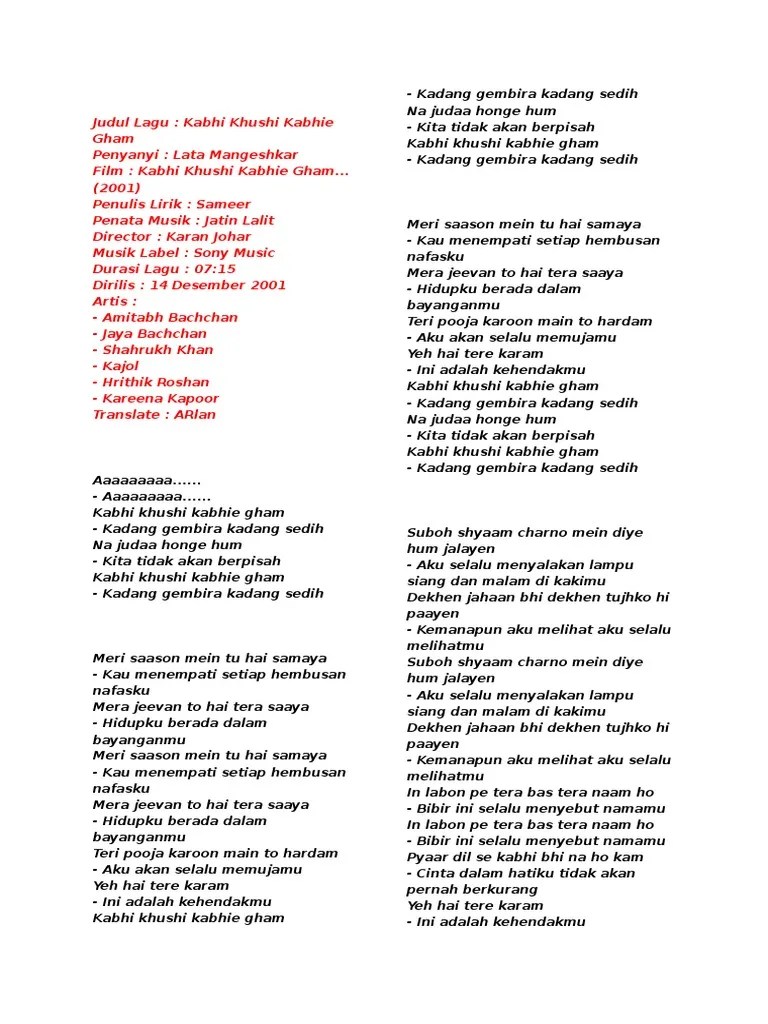 Lirik Lagu India | PDF