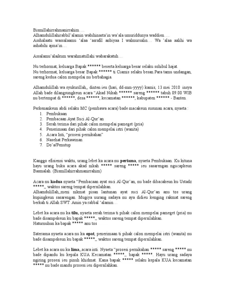 Contoh Teks Mc Khitanan Bahasa Sunda - Delinews Tapanuli