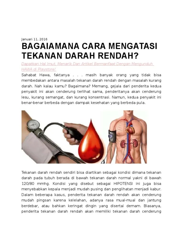 Bagaimana Cara Mengatasi Tekanan Darah Rendah | PDF