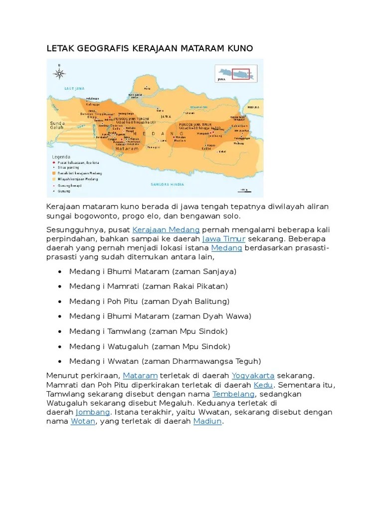 Letak Geografis Kerajaan Mataram Kuno Dan Buktinya | PDF