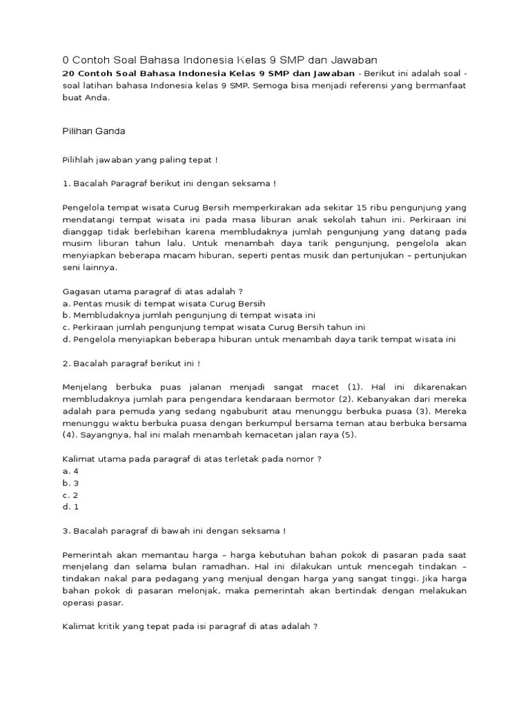 14+ Contoh Soal Bahasa Indonesia Latar Tempat - Kumpulan Contoh Soal