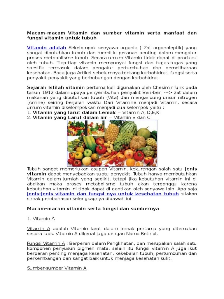 Macam2 Fungsi Vitamin | PDF