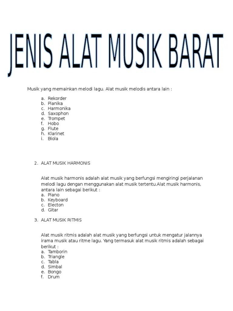 Jenis Alat Musik Barat | PDF