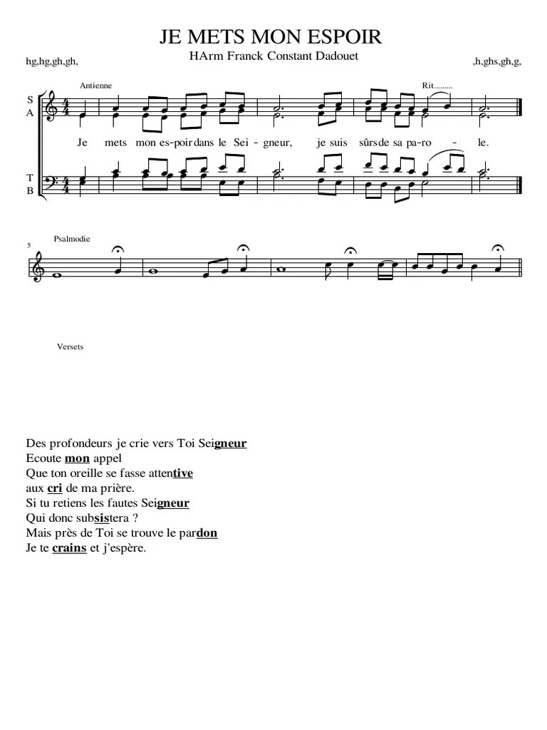 Je Mets Mon Espoir | PDF