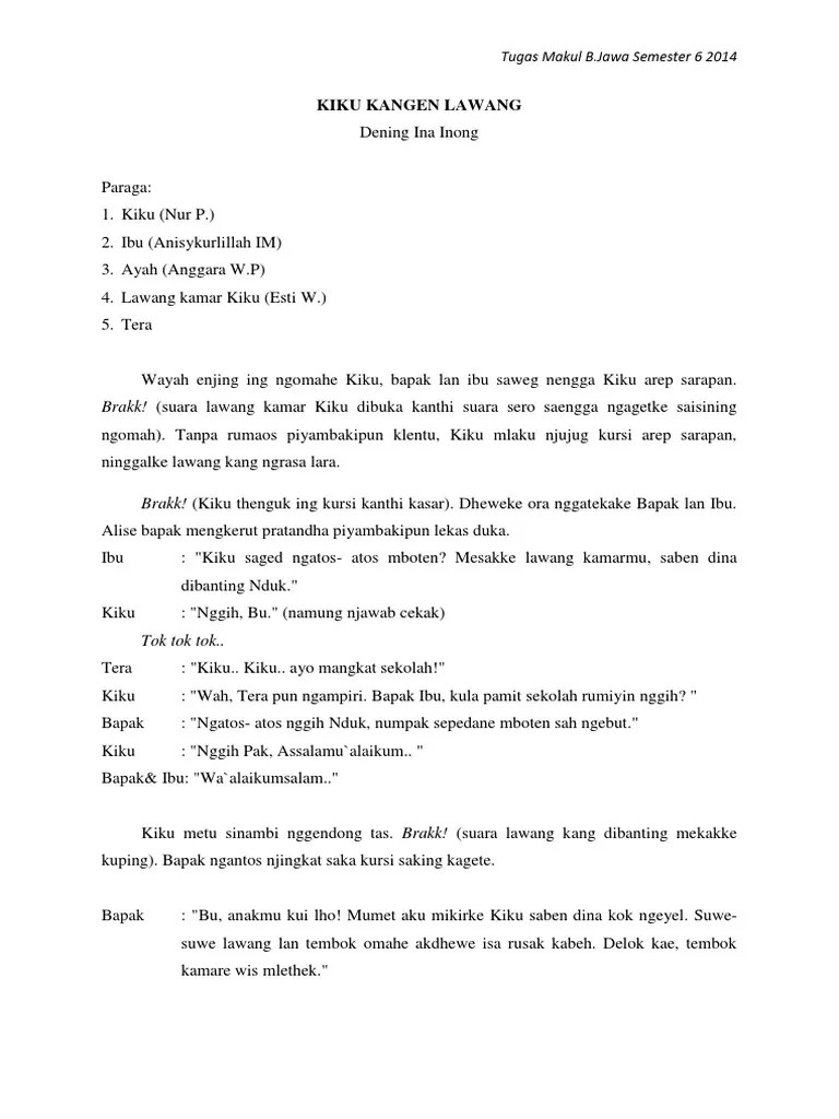 Drama Bahasa Jawa &lsquo;Kiku Kangen Lawang&rsquo; | PDF