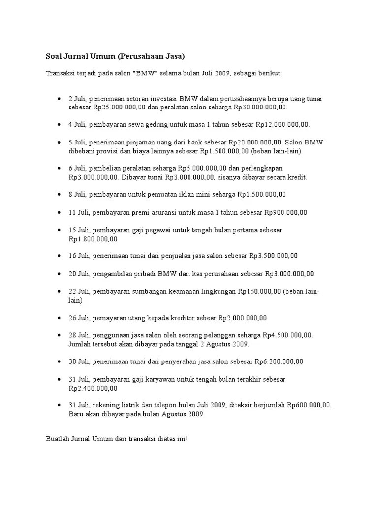 Soal Osn Beserta Jawabannya Akuntansi Perusahaan Jasa