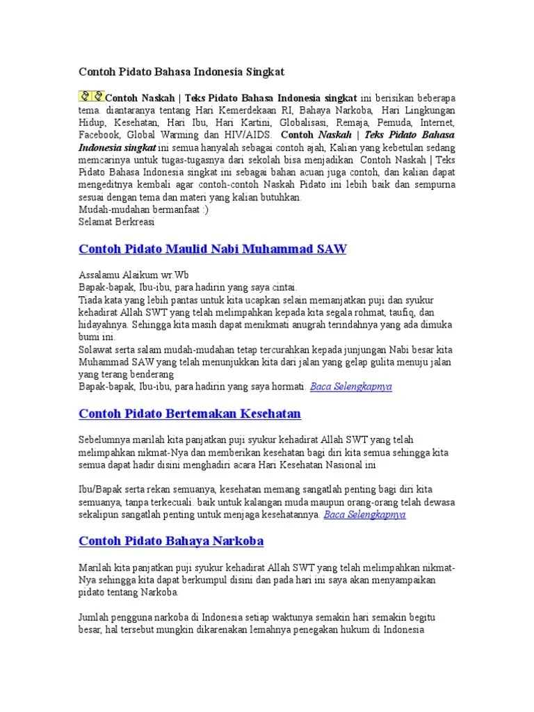 Contoh Pidato Bahasa Indonesia Singkat | PDF
